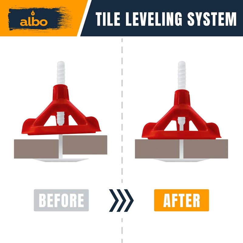 ALBO Tile Leveling System Set 1/16 inch - 200 PCS - Professional Floor & Wall Spacer Kit with Reusable Caps & Protection Plates - Anti-Lippage Installation Tools for Large and Small Tile Formats - Image 3